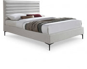 Hunter Linen Textured Queen Bed Cream - Gate FurnitureQueen Bed