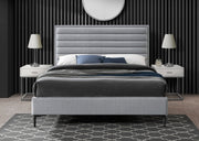 Hunter Linen Textured Queen Bed Grey - Gate FurnitureQueen Bed