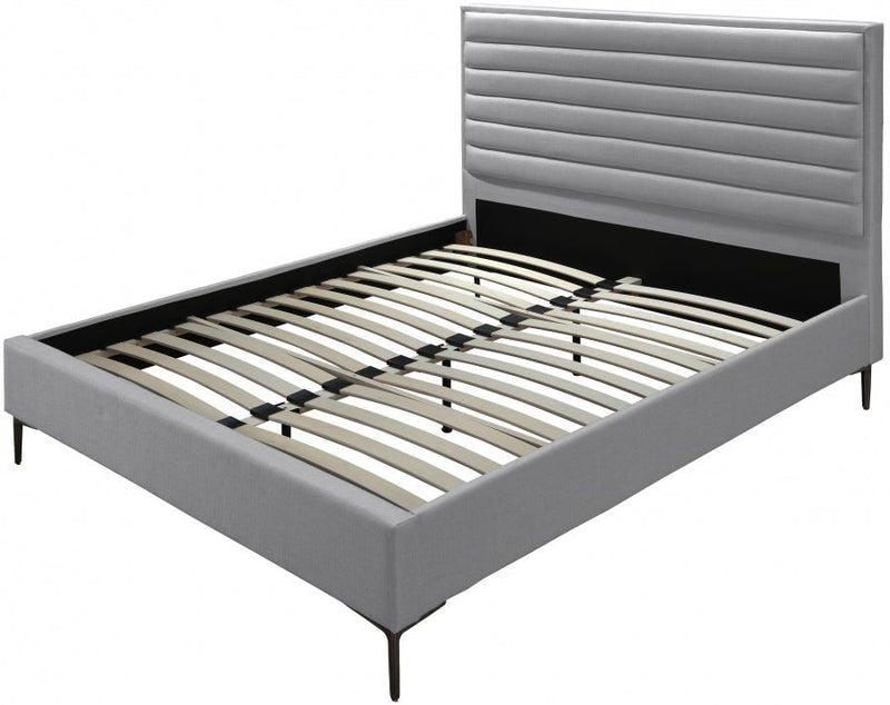 Hunter Linen Textured Queen Bed Grey - Gate FurnitureQueen Bed