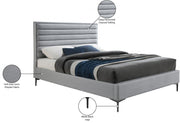 Hunter Linen Textured Queen Bed Grey - Gate FurnitureQueen Bed
