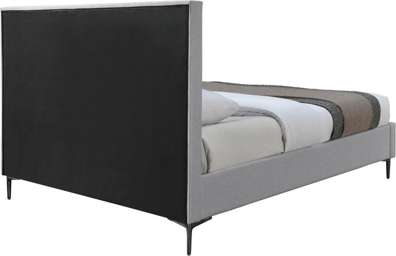Hunter Linen Textured Queen Bed Grey - Gate FurnitureQueen Bed