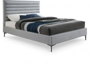 Hunter Linen Textured Queen Bed Grey - Gate FurnitureQueen Bed