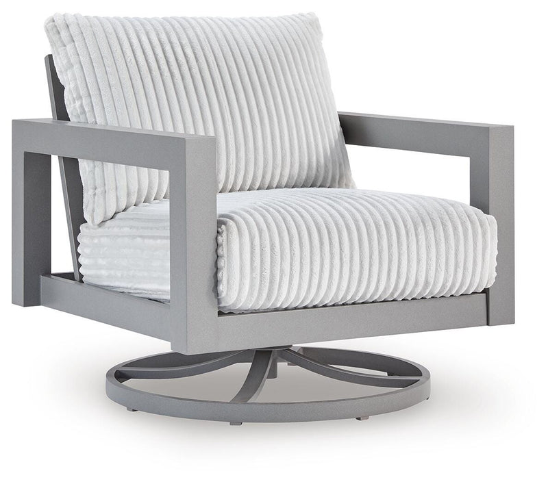 Hurley Park Outdoor Loveseat with 2 Lounge Chairs in Gray - PKG021154
