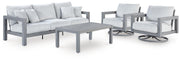 Hurley Park Outdoor Sofa and 2 Chairs with Coffee Table in Gray - PKG021162