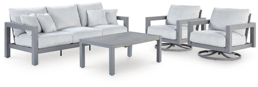 Hurley Park Outdoor Sofa and 2 Chairs with Coffee Table in Gray - PKG021162