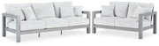 Hurley Park Outdoor Sofa and Loveseat in Gray - PKG021152