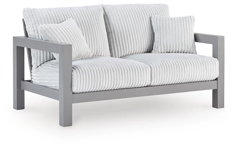 Hurley Park Outdoor Sofa and Loveseat in Gray - PKG021152