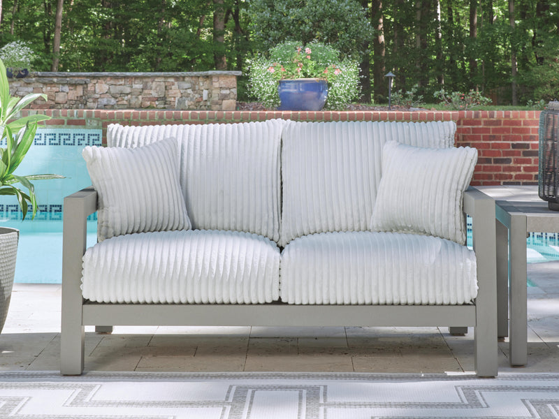 Hurley Park Outdoor Sofa and Loveseat in Gray - PKG021152