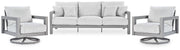 Hurley Park Outdoor Sofa with 2 Lounge Chairs in Gray - PKG021153