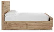 Hyanna Full Panel Bed with 1 Side Storage, Dresser, Mirror, Chest and Nightstand in Tan Brown - PKG015366