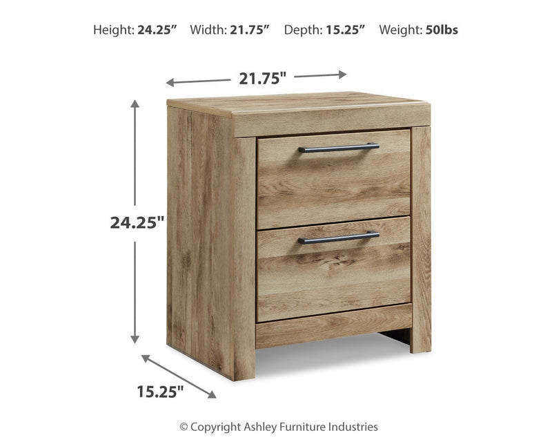 Hyanna Full Panel Bed with Mirrored Dresser and Nightstand in Tan Brown - PKG015352
