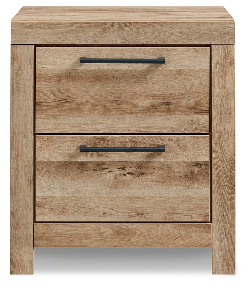 Hyanna Full Panel Bed with Mirrored Dresser and Nightstand in Tan Brown - PKG015352