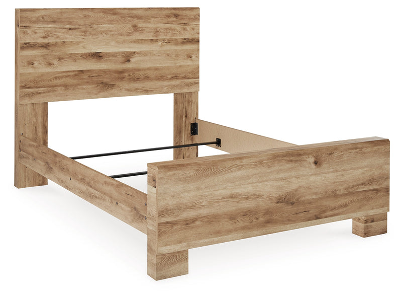 Hyanna Full Panel Bed with Mirrored Dresser in Tan Brown - PKG015349