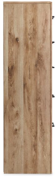 Hyanna Full Panel Headboard with Mirrored Dresser and Chest in Tan Brown - PKG015281