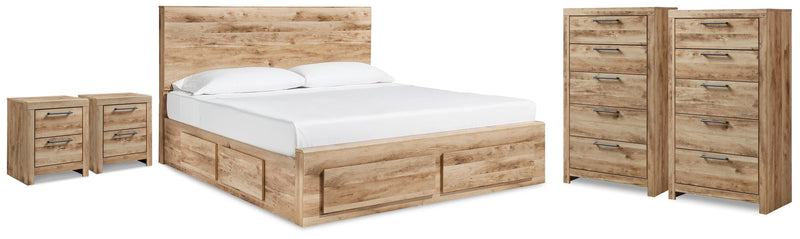 Hyanna King Panel Bed, 2 Chests and 2 Nightstands - B1050B70