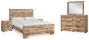 Hyanna King Panel Bed with Mirrored Dresser and 2 Nightstands in Tan Brown - PKG015320