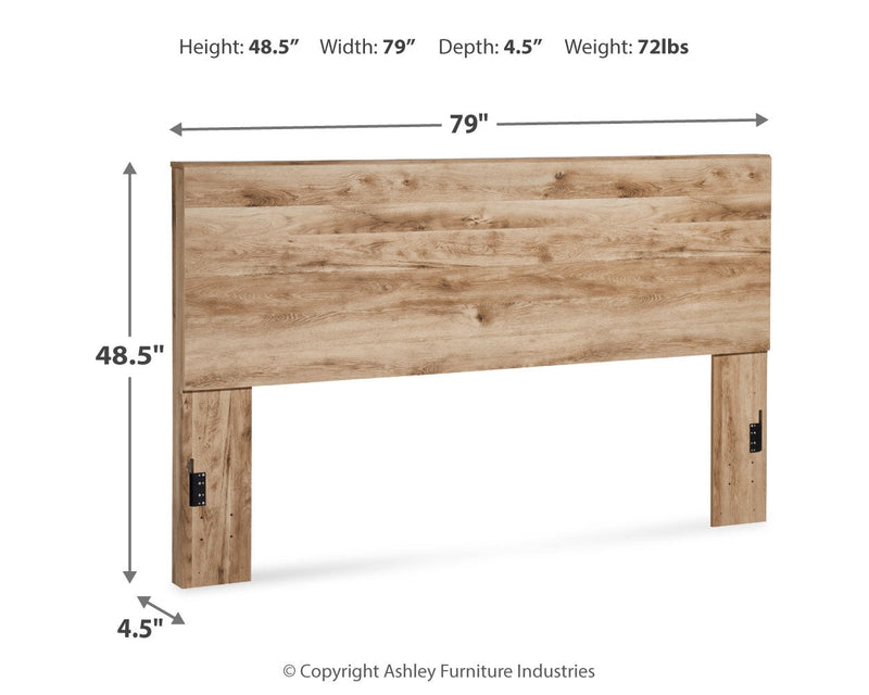 Hyanna King Panel Headboard with Mirrored Dresser and Chest in Tan Brown - PKG015293