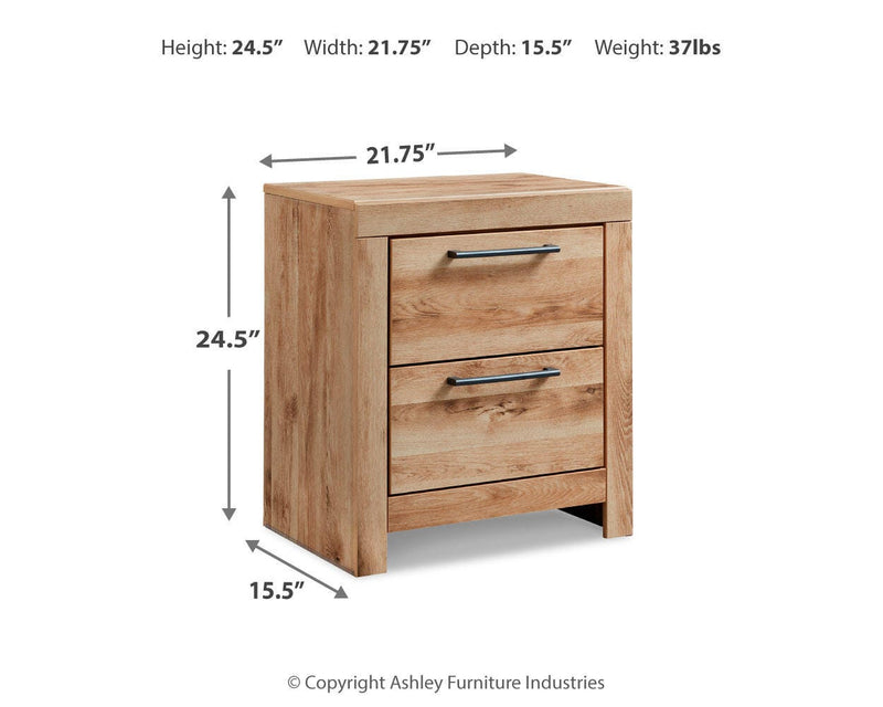 Hyanna King Panel Storage Bed, Dresser, Mirror and Nightstand in Tan Brown - PKG015328