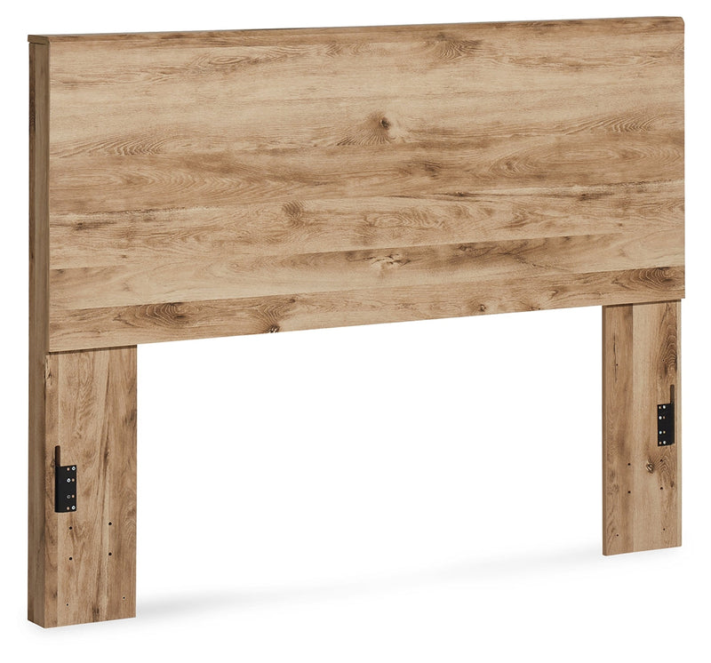 Hyanna Queen Panel Headboard with Mirrored Dresser and Chest in Tan Brown - PKG015287