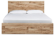 Hyanna Queen Panel Storage Bed, Dresser, Mirror and 2 Nightstands in Tan Brown - PKG015302