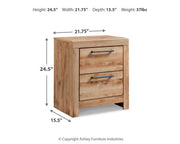 Hyanna Queen Panel Storage Bed, Dresser, Mirror and Nightstand in Tan Brown - PKG015304