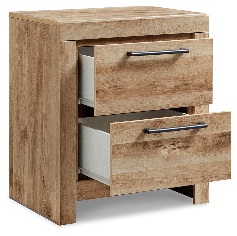 Hyanna Queen Panel Storage Bed with Mirrored Dresser, Chest and 2 Nightstands in Tan Brown - PKG015303