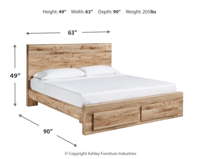 Hyanna Queen Panel Storage Bed with Mirrored Dresser, Chest and Nightstand in Tan Brown - PKG015306