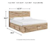 Hyanna Queen Panel Storage Bed with Mirrored Dresser, Chest and Nightstand in Tan Brown - PKG015312
