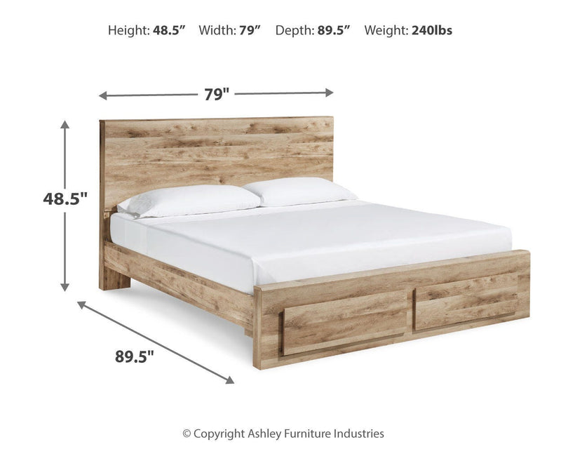 Hyanna Tan Brown King Panel Storage Bed, Dresser and 2 Nightstands - B1050B40