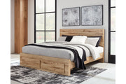 Hyanna Tan Brown Queen Platform Storage Bed - Gate FurnitureQueen Bed