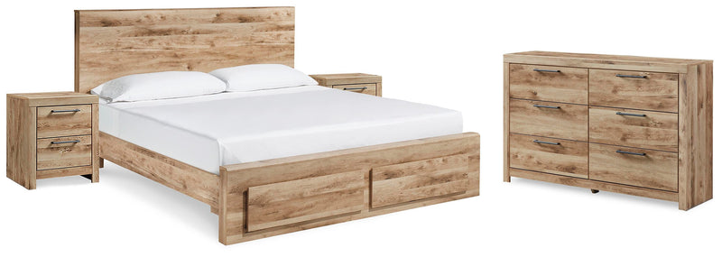 Hyanna Tan Brown Queen Storage Bed, Dresser and 2 Nightstands - B1050B52