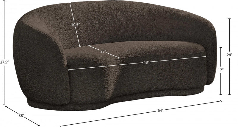 Hyde 64" Boucle Fabric Upholstered Loveseat in Brown - 693Brown-L