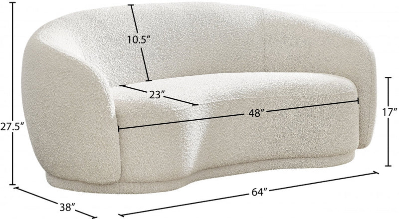 Hyde 64" Boucle Fabric Upholstered Loveseat in Cream - 693Cream-L