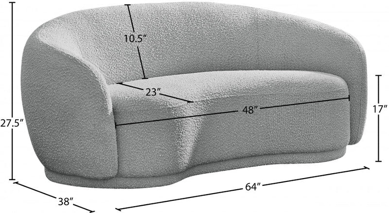 Hyde 64" Boucle Fabric Upholstered Loveseat in Grey - 693Grey-L