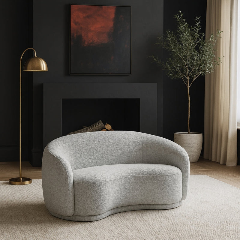 Hyde 64" Boucle Fabric Upholstered Loveseat in Grey - 693Grey-L