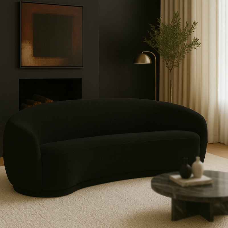 Hyde 89.5" Boucle Fabric Upholstered Sofa in Black - 693Black-S
