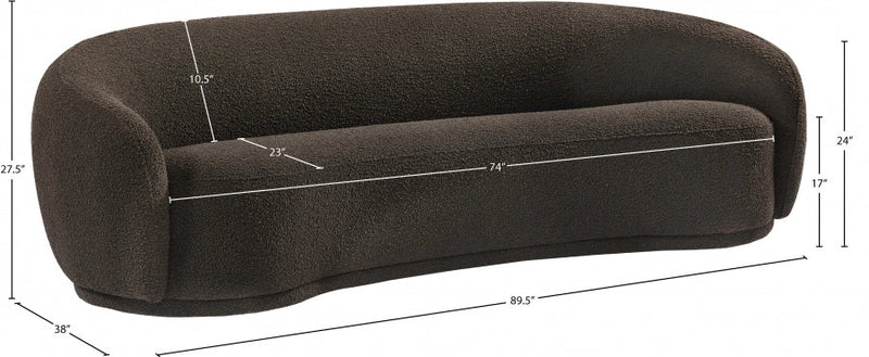 Hyde 89.5" Boucle Fabric Upholstered Sofa in Brown - 693Brown-S