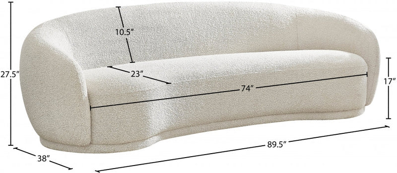Hyde 89.5" Boucle Fabric Upholstered Sofa in Cream - 693Cream-S