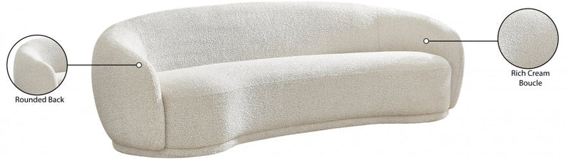 Hyde 89.5" Boucle Fabric Upholstered Sofa in Cream - 693Cream-S