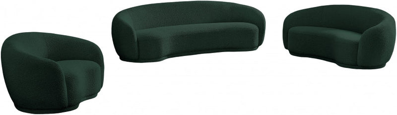 Hyde 89.5" Boucle Fabric Upholstered Sofa in Green - 693Green-S