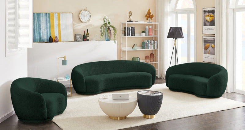 Hyde 89.5" Boucle Fabric Upholstered Sofa in Green - 693Green-S