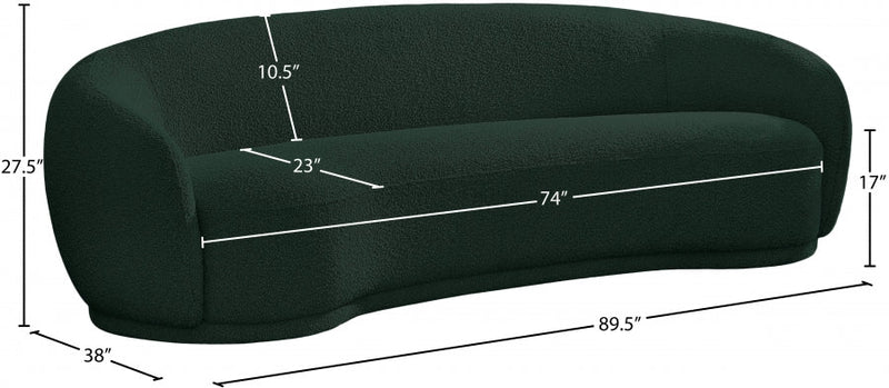 Hyde 89.5" Boucle Fabric Upholstered Sofa in Green - 693Green-S