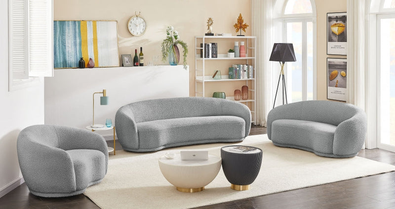 Hyde 89.5" Boucle Fabric Upholstered Sofa in Grey - 693Grey-S