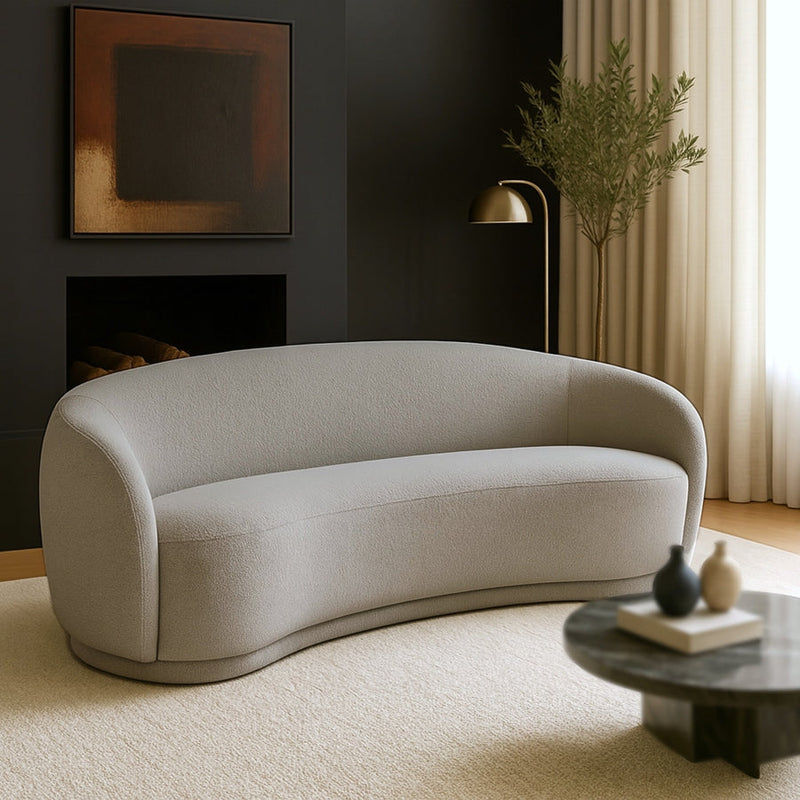 Hyde 89.5" Boucle Fabric Upholstered Sofa in Grey - 693Grey-S