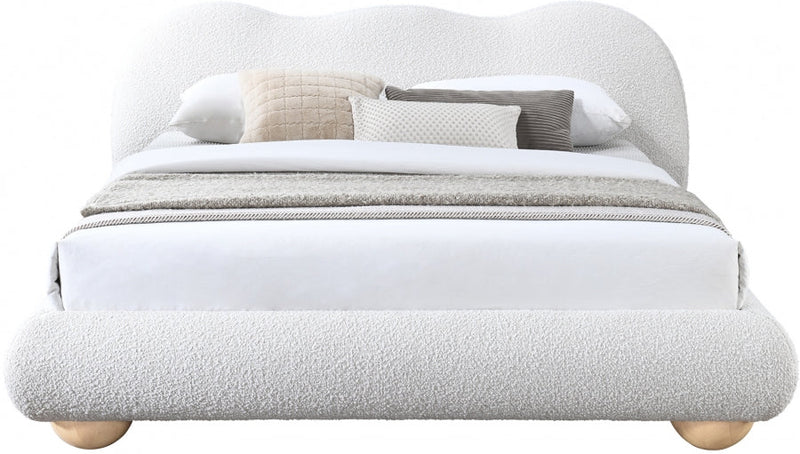 Hyde Boucle Fabric King Bed (3 Boxes) Cream - Gate FurnitureKing Bed