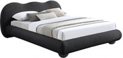 Hyde Boucle Fabric Queen Bed (3 Boxes) Black - Gate FurnitureQueen Bed