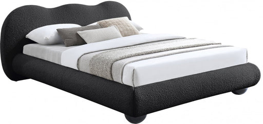 Hyde Boucle Fabric Queen Bed (3 Boxes) Black - Gate FurnitureQueen Bed
