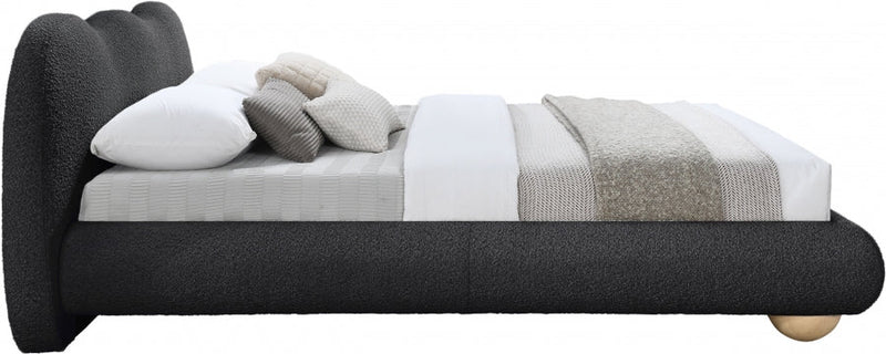 Hyde Boucle Fabric Queen Bed (3 Boxes) Black - Gate FurnitureQueen Bed