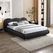 Hyde Boucle Fabric Queen Bed (3 Boxes) Black - Gate FurnitureQueen Bed