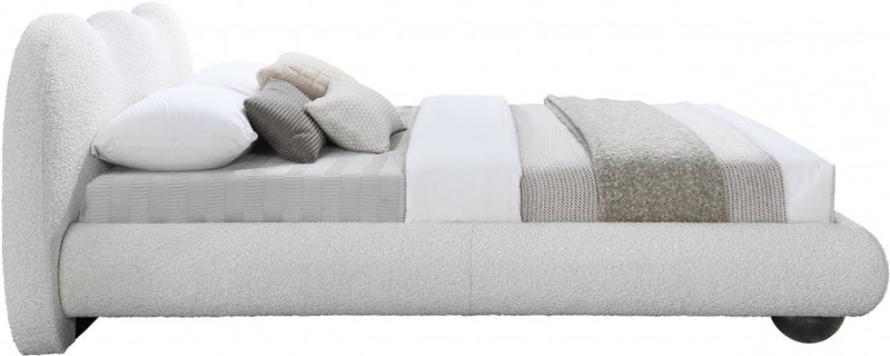 Hyde Boucle Fabric Queen Bed (3 Boxes) Cream - Gate FurnitureQueen Bed